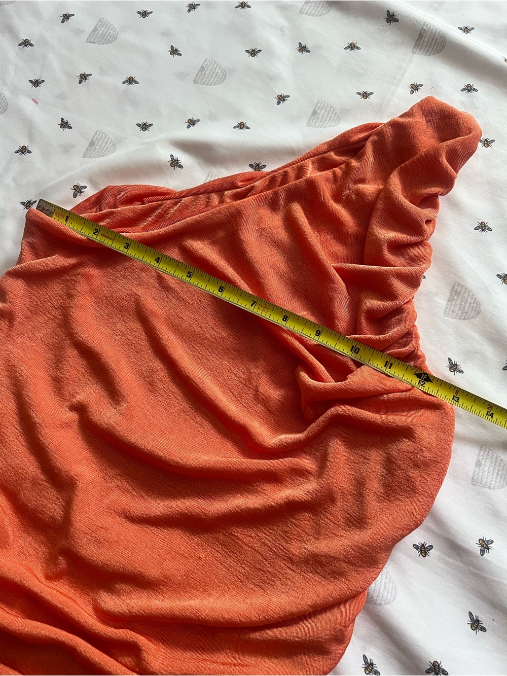 One-Shoulder Ruched Orange Dress - Picture 5 of 6
